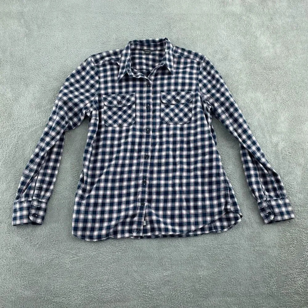 Eddie Bauer Womens Large Plaid Long Sleeve Button-Up Shirt 1326